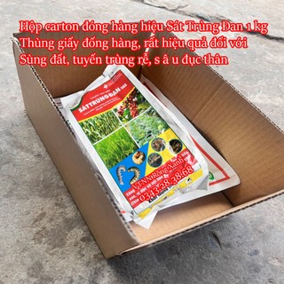 Hộp carton đóng hàng hiệu Sát Trùng Đan 1kg, thùng giấy đóng hàng hiệu quả đối với sùng đất, tuyến trùng rễ