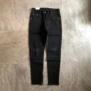 Quần jeans zipper rách gối B702 BuiVintage, rách 2 bên gối siêu đẹp.