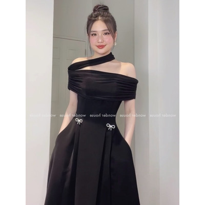 Wonderhouse Vio Dress đầm trễ vai dáng dài dự tiệc, dạo phố nữ tính chất vải dày dặn form tôn dáng che khuyết điểm