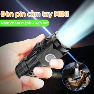 MINI LED Đèn pin siêu sáng Đèn LED ba mắt sạc USB không thấm nước đèn Tiện lợi và di động Nhiều chế độ ánh sáng đèn