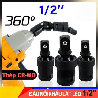 Đầu nối khẩu lắt léo 1/2'' thép ĐEN CR-MO công nghiệp xoay 360° Đầu nối tuýp lắc léo đa năng siêu cứng, tháo ốc góc hẹp