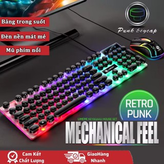 Bàn Phím Cơ Gaming Dùng giả cơ kèm chuột có dây chế độ Led màu cho máy tính,game thủ,văn phòng Cho PC, Laptop