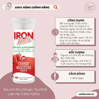 Viên sắt ngậm vị dâu Iron Melts 50 viên