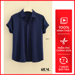 Sơ mi công sở cánh dơi navy_real