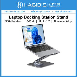Đế xoay Laptop Hagibis 360 tích hợp Hub usb c dock 8 cổng