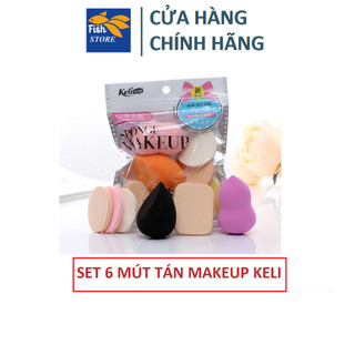 Set 6 bông mút trang điểm tán kem nền siêu mềm mịn keli