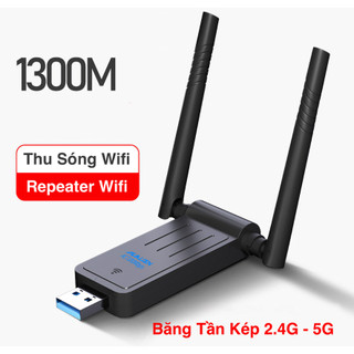 USB Wifi 1300Mbps -  USB Thu Phát Sóng Wifi 2 Râu Cho Máy Tính Laptop - Điều Chỉnh 360 Độ