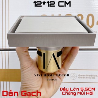 ( Đồng Thau Đúc Siêu Dày - Dán Gạch ) Phễu Thoát Sàn , Ga Thoát Nước Nhà Tắm Chống Mùi Hôi 12*12 CM V036M Màu Mờ Niken
