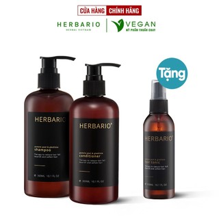 Bộ đôi Dầu Gội bồ kết & vỏ bưởi herbario 300ml + Dầu Xả Bồ Kết & vỏ bưởi Herbario 300ml TẶNG xịt dưỡng herbario 100ml