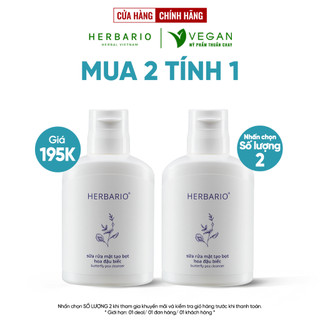 Sữa rửa mặt tạo bọt hoa đậu biếc herbario 100ml thuần chay cấp ẩm, chống lão hóa