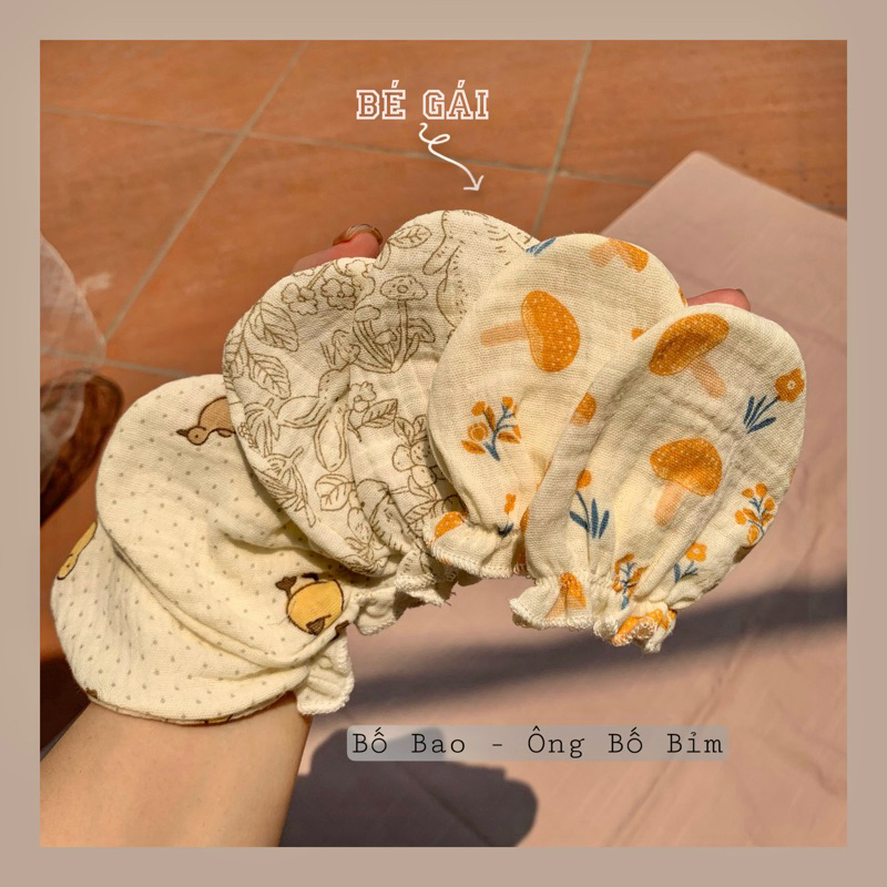 Bao tay- Bao chân muslin Bao Kids cho bé từ sơ sinh chống cào