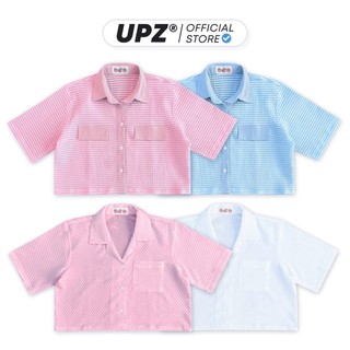 UPZ Áo Sơmi Nữ Tay Ngắn Form Croptop Vải Xốp Nhiều Màu (4 Màu)