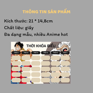 [Set 10 tờ] Thời khoá biểu Anime nhiều mẫu (OP,Gen,Kimetsu,…)