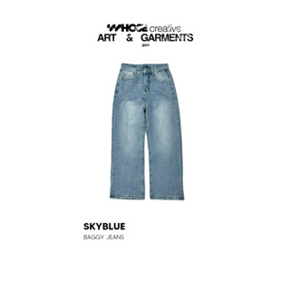 SKY BLUE V3 - Quần jeans wash ống rộng 1248