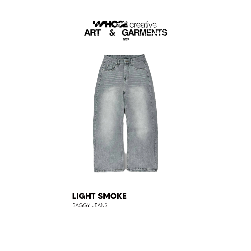 LIGHT SMOKE V2 - Quần jeans wash khói xám 1076