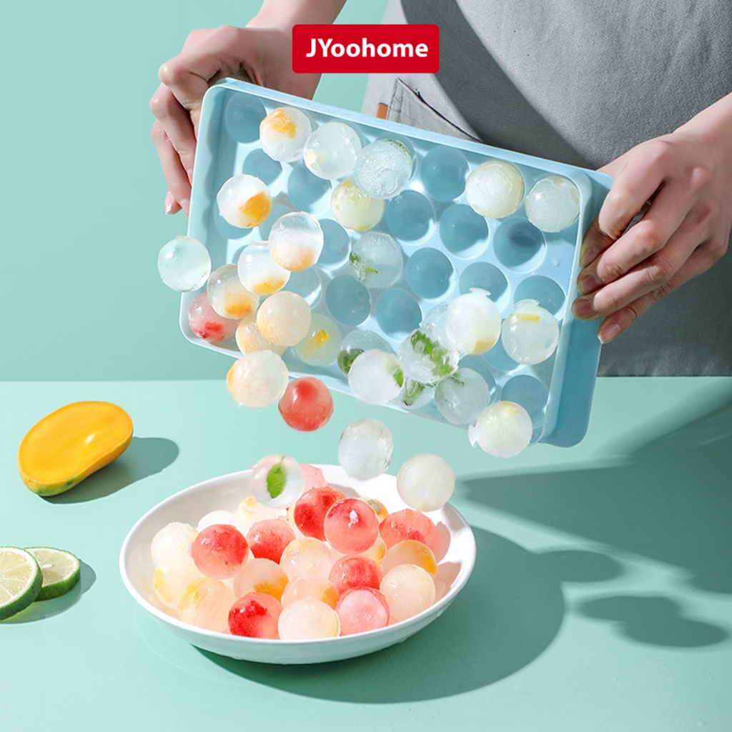 Khay Đá 33 Viên JYoohome Nhựa PP An Toàn Sức Khoẻ Khuôn Thạch Bi Nhựa Tròn Làm Rau Câu Hoa Quả
