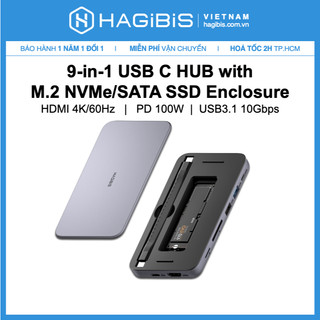 Hagibis USB C Hub Type C to 4K HDMI - M.2 NVMe/SATA SSD Enclosure PD 100W USB 3.1