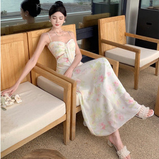 Đầm midi đầm 2 dây dài hoa đi biển thanh lịch SAM SAM BOUTIQUE