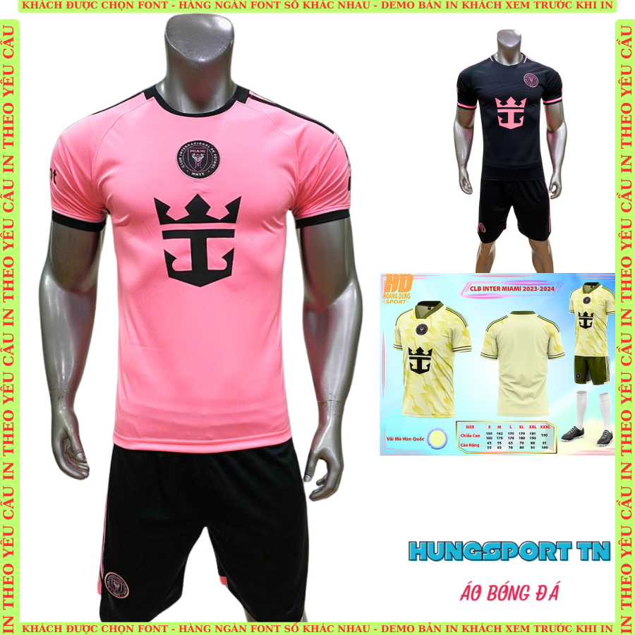 Quần áo bóng đá, đồ đá banh in tên, thun lạnh, inter miami messi hồng,in lẻ , in đội, in logo miễn p