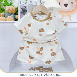 Bộ Đồ Ở Nhà Cho Bé, Đồ Bộ Họa Tiết Gấu 5 Màu TuTi TuTi Baby Cho Bé Từ 6-16Kg Mặc Siêu Mát Dễ Chịu TUTI190