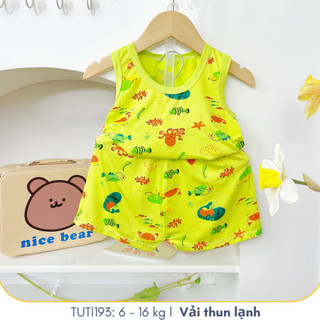 Bộ Đồ Ở Nhà Cho Bé, Đồ bộ ba lỗ cho bé gái và bé trai TuTi TuTi Baby Cho Bé Từ 6-16Kg Mặc Siêu Mát Dễ Chịu TUTI192