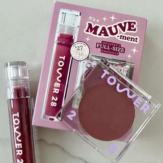 Veeinvenus | Set son bóng + má hồng kem Tower 28 Mauve-ment Lip + Cheek Set