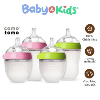 Bình sữa comotomo 150ml/250ml tặng kèm tay cầm cánh tiên núm silicon siêu mềm