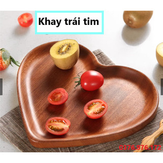 Khay gỗ - đĩa gỗ trái tim decor, cafe, nhà hàng, đựng đồ ăn, thực phẩm