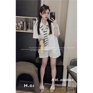 Set sơmi quần cạp chun khăn sọc mềm mại