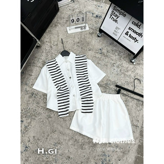 Set sơmi quần cạp chun khăn sọc mềm mại