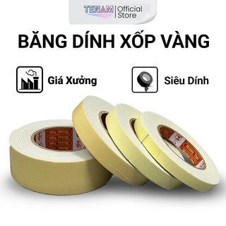 Băng dính xốp vàng 2 mặt siêu dính dán tranh ảnh, đồ trang trí - dài 4m rộng 1.2cm, 2cm, 2.4cm, 4.8cm