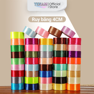  Sỉ 1 Cây Ruy Băng Lụa Làm Hoa 4cm 22 Mét  5 cuộn   Làm Nơ Gói Quà - Ruy Băng Trang Trí Nhiều Màu TENAM 