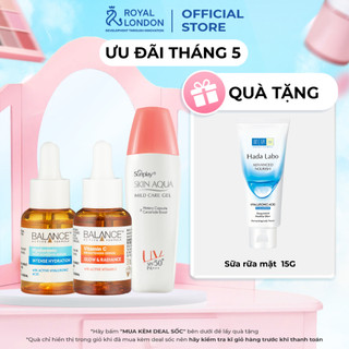 Combo Serum Vitamin C Dưỡng Sáng Và HA Dưỡng Ẩm Balance  + Kem Chống Nắng Dịu Nhẹ Skin Aqua