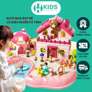 Đồ chơi ngôi nhà búp bê công chúa cỡ lớn có điều khiển từ tính kiểu mới X KIDS kèm đèn nhạc vui nhộn cho bé gái