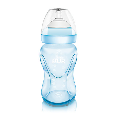 PUR Bình cổ rộng MÀU Pur Advanced Plus 250ml, có sẵn 1 núm M (3-6th) trong bình cho bé