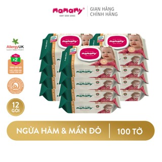 Khăn giấy ướt Mamamy 100 tờ/gói có nắp chủ động ngừa hăm cho bé