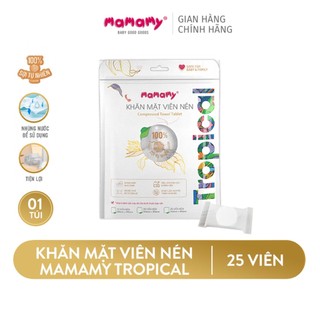 Khăn mặt viên nén Mamamy Tropical 100% sợi tự nhiên & rayon