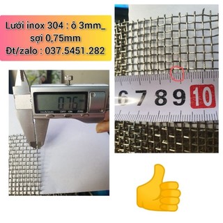LƯỚI ĐAN INOX 304 ( 7mesh) : ô lưới 3mm - sợi 0,7mm ( khổ 1m hoặc 1,2m )