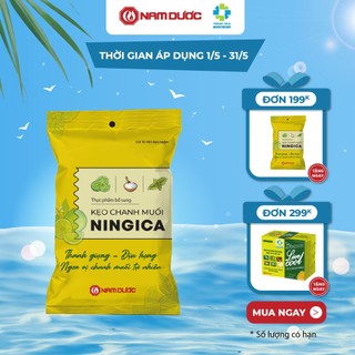 Kẹo chanh muối Ningica, hỗ trợ giảm đau rát cổ họng, ngứa họng, khản tiếng, thơm miệng (bịch 10 gói x 10 viên)