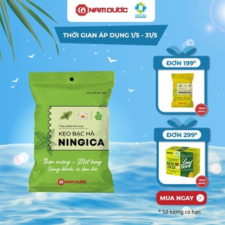 Kẹo ngậm bạc hà Ningica, hỗ trợ đau họng, giảm ho, rát họng, thông mũi, thơm miệng (bịch 10 gói x 10 viên)