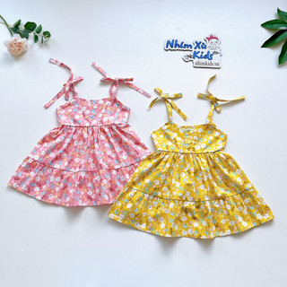 [4-28kg] Váy Babydoll Hoa Nhí 2 Dây 𝐍𝐇𝐈́𝐌 𝐗𝐔̀ 𝐊𝐈𝐃𝐒 Cho Bé Gái 1 Tuổi Đến 8 Tuổi Chất Thô Lụa V001