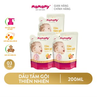 Túi dầu tắm gội thiên nhiên Mamamy 200ml bỏ túi tiện lợi