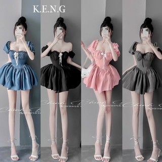 Váy tay bồng buộc nơ xinh mê 4 màu