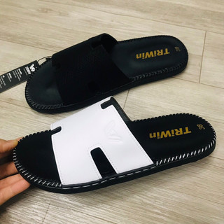 Dép da nam chữ H đế khâu Triwin