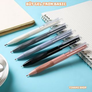 Bút gel trơn bút bi bấm đầu kim 0.5mm phong cách đơn giản có điệm tay mực mau khô mực đều nét đẹp