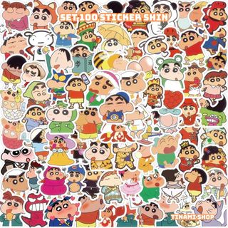 100 Sticker Shin Cậu Bé Bút Chì hình dán trang trí sổ tay điện thoại laptop góc học tập