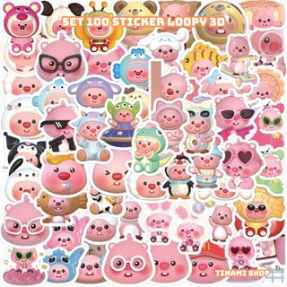 Set 100 sticker Loopy miếng dán hoạt hình nhân vật Loopy hot trend hình dán cắt sẳn không trùng nhau