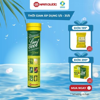 Viên sủi thanh nhiệt Livecool Nam Dược hương dưa gang 16 viên x4g hỗ trợ giảm nhiệt miệng nóng trong, giải độc, mát gan