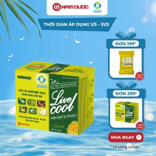 Bột sủi thanh nhiệt Livecool Nam Dược hương dưa gang hộp 6 gói x7g hỗ trợ giảm nhiệt miệng, nóng trong, mệt mỏi