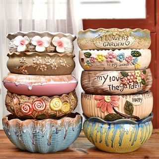 Chậu Trồng Sen Đá Miệng Size 18 - 23cm Họa Tiết Giả Cổ  Thích Hợp Trang Trí Tiểu Cảnh, Sen Đá